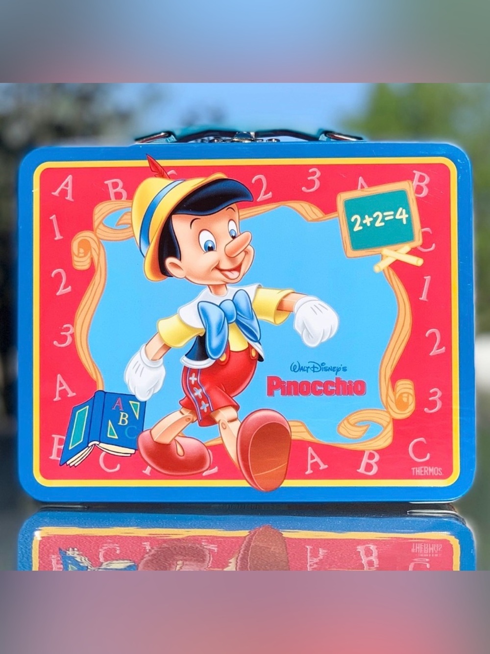 Disney Pinocchio Collectible Metal Lunch Box with Thermos and Year 2000 Coupons